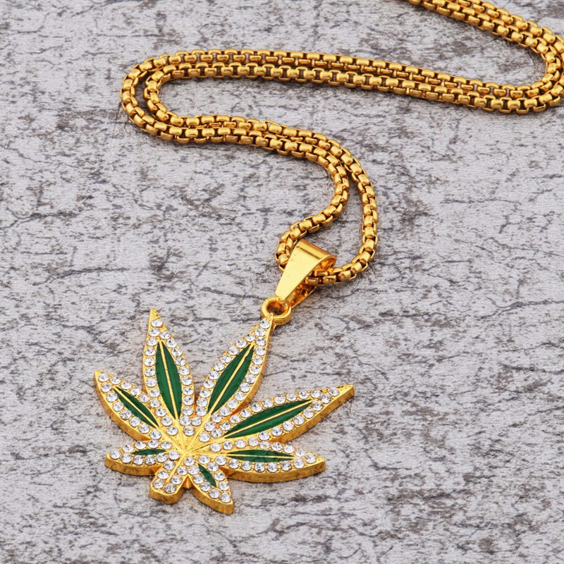 Rhinestone Weed Pendant Neckla - Dry Herb Vaping Accessories reseña y precio