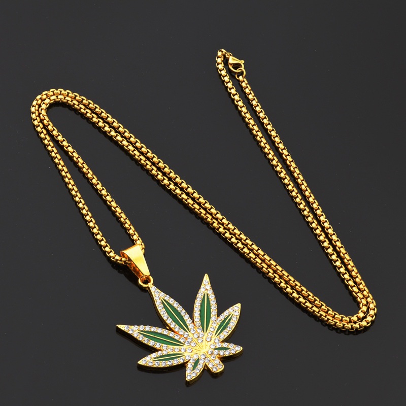 Rhinestone Weed Pendant Neckla - Dry Herb Vaping Accessories reseña y precio