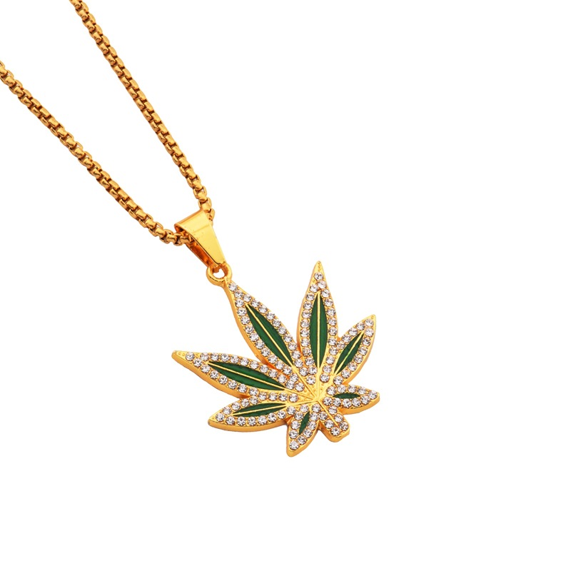Rhinestone Weed Pendant Neckla - Dry Herb Vaping Accessories reseña y precio